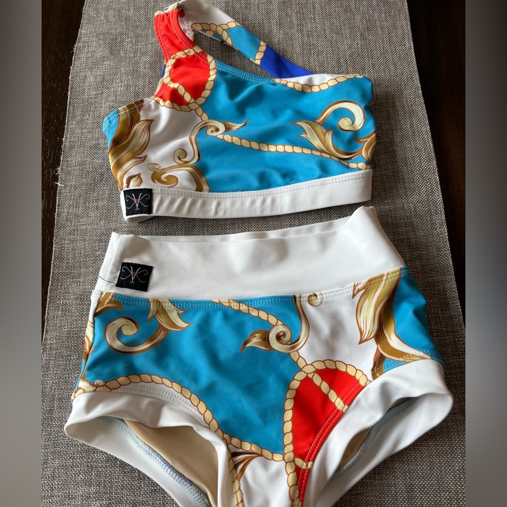 Kids Dance Costume Set - Blue and Gold